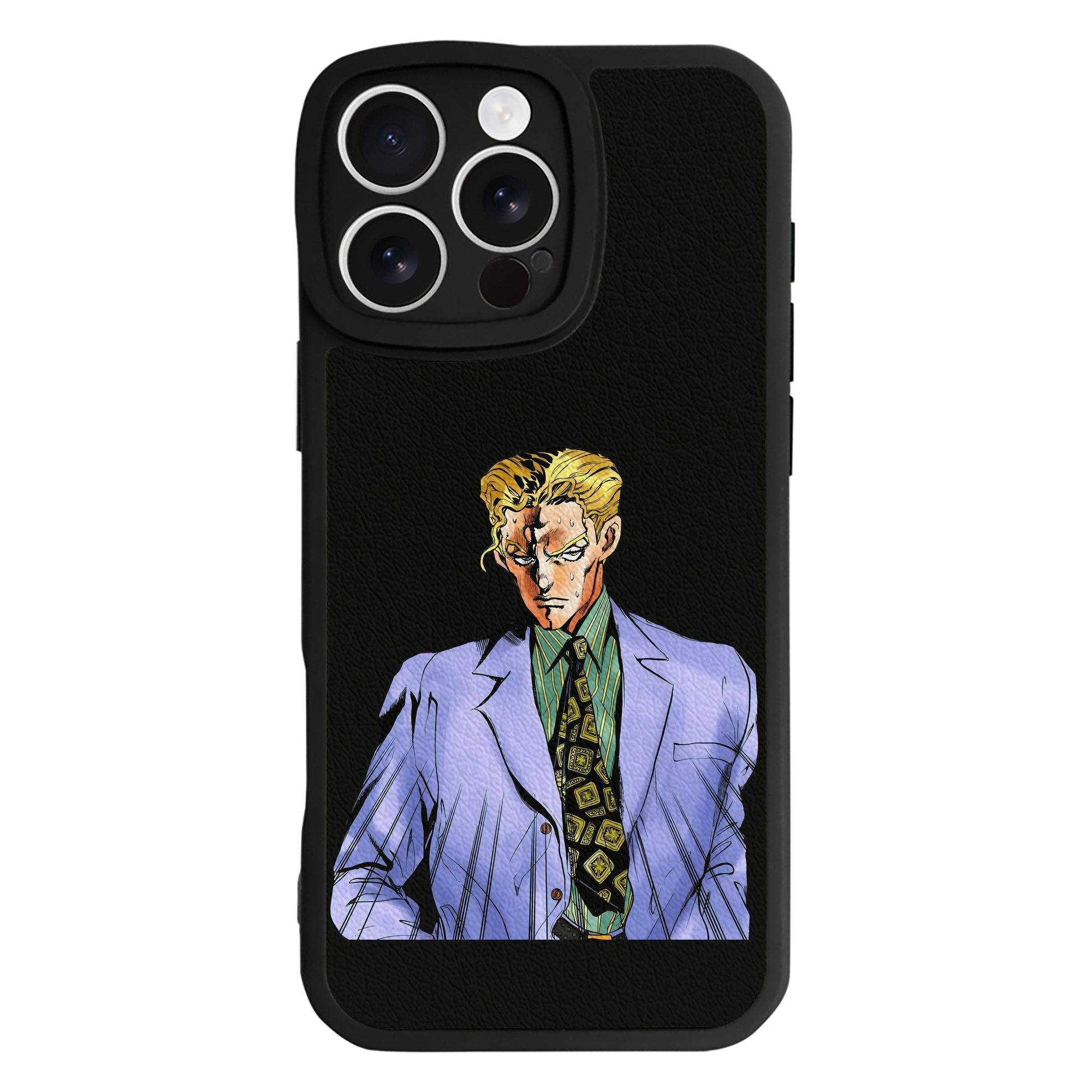（画像用） ジョジョの奇妙な冒険 きら よしかげ JoJo's Bizarre Adventure Kira Yoshikage 【iPhone 16シリーズ対応】シリコンスマホケース（レザー調） 材質：シリコン